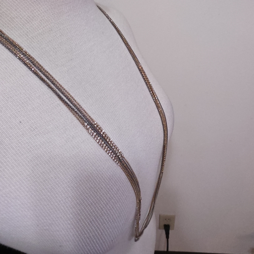 Long Multi Layered Multitone Necklace - Picture 3 of 5